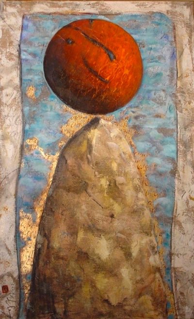 Boule-Rouge, gesso, oil & mixte